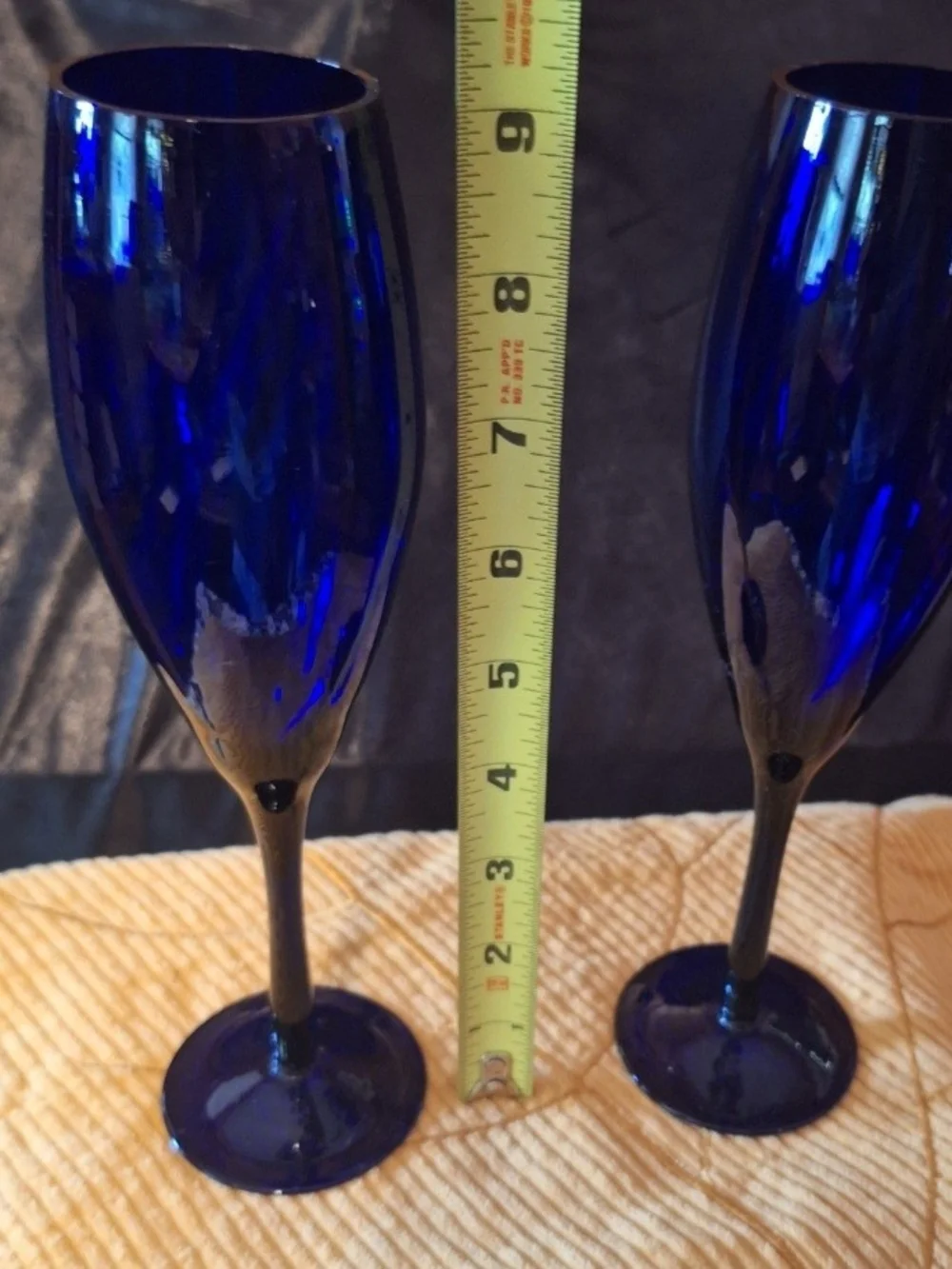 Elegant Vintage Libbey Cobalt Blue Champagne Flutes - Set of 2